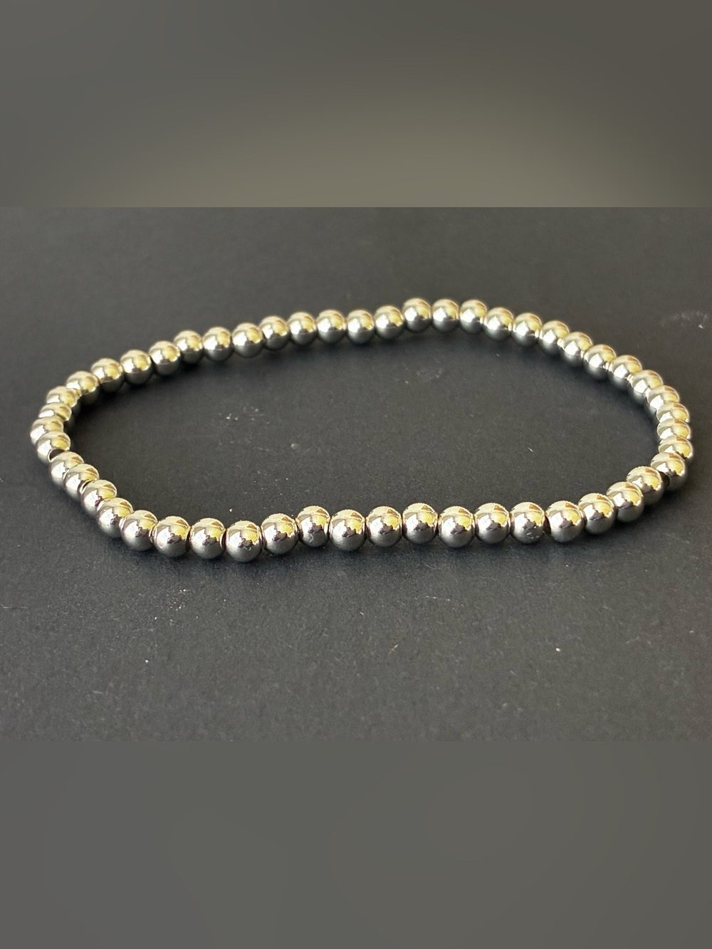 Classic Silver Tone Bead Necklace - Polished Finish